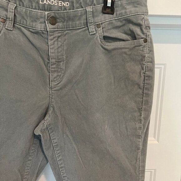 NWOT Lands' End Pants Women 14 Petite Gray Mid-Rise Straight Corduroy Pants - Picture 4 of 8